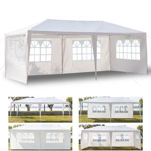 Tenda bianca a baldacchino da 10x20 piedi 4/6 pareti laterali rimovibili in tessuto e riparo per eventi all'aperto struttura resistente in ferro matrimonio festa nuziale - Product Image 3