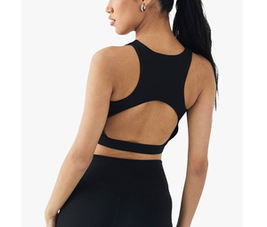 Soutien-gorge de sport dos nageur personnalisé en tissu extensible compressif haute résistance, débardeur de sport minimaliste sans manches pour femme, soutien-gorge de yoga en gros - Product Image 5