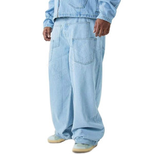 Pantalon en jean délavé pour homme, style streetwear, coupe droite, baggy, en coton. - Product Image 6