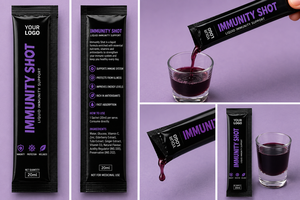 <b>Immunity</b> Liquid <b>Shots</b> Ready to Drink Single Serving Beverage Packets with Convenient Portable Packaging Format Custom Label - Product Image 2