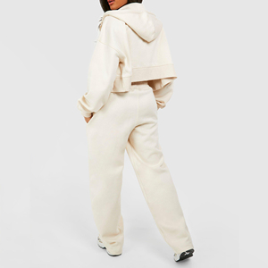 Custom Women's Winter Solid Hooded Cargo Tracksuit <b>Set</b> High Neck Crop Top and <b>Joggers</b> 2 Piece <b>Matching</b> Pockets Casual Outfit - Product Image 4