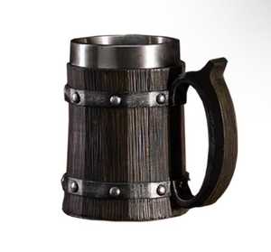 Mug à bière en bois rustique gravé et personnalisé, fait main, poli, style Viking, objet de collection - Product Image 5