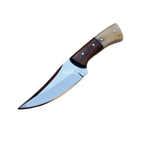 Cuchillo de caza de acero inoxidable 440C personalizado, desollador de hoja fija hecho a mano con mango de madera y hueso de 3mm de espesor - Product Image 1