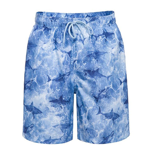 Shorts de bain pour hommes à imprimé requin et océan, séchage rapide, taille élastique, pour la plage et le surf, OEM - Product Image 1