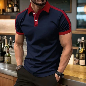 เสื้อโปโลสไตล์ยุโรปและอเมริกา แฟชั่นฤดูร้อนสำหรับผู้ชาย ลายพิมพ์ลายทาง สวมใส่สบาย ระบายอากาศได้ดี รับสกรีนโลโก้ตามสั่ง - Product Image 1