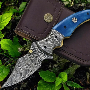 Navaja Plegable Compacta de Damasco con Hoja de Acero Estampado, Mango Resistente, Diseño de Apertura Suave y Fácil de Transportar - Product Image 1