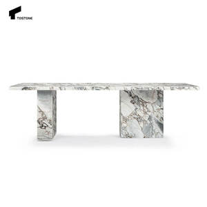 Mesa Rectangular de Mármol Natural de Diseño Moderno y Lujoso, Muebles de Comedor Elegantes e Impermeables para Hotel o Villa - Product Image 1