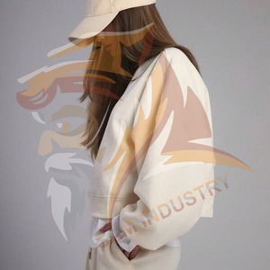 Sweat-shirts en molleton écologiques surdimensionnés pour femmes, automne/hiver, épaules tombantes, logo personnalisé, sweat-shirts surdimensionnés pour femmes - Product Image 4