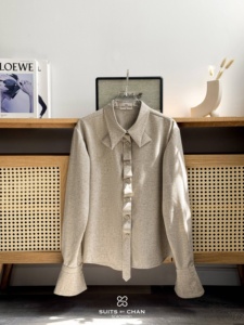 Women's Elegant Long-Sleeve Shirt Designed Collar SELVA Spandex / Polyester Turn-down Collar Solid Anti-Wrinkle Autumn - Product Image 4