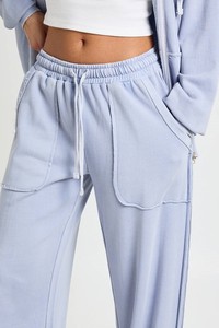 Garment Dyed Women's Custom Full Zip Distressed Hoodies <b>Oversized</b> <b>Sweatpants</b> Sets Wholesale Lifestyle Streetwear Manufacturer - Product Image 4