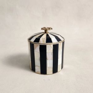 Mother of Pearl Trinket Box Round Jewelry Storage Organizer Decorative <b>Vanity</b> <b>Case</b> with Gold Lid Handmade Gift Box - Product Image 1