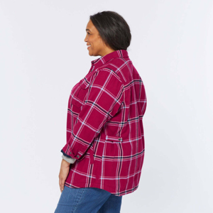 Free Relaxed Flannel <b>Shirt</b> for <b>Women</b> Soft Comfortable Woven Button Front Logo Customizable Casual Autumn Layering - Product Image 2