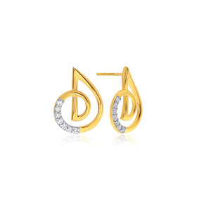 Boucles d'oreilles en or 18 carats avec diamants étincelants, diamants de laboratoire taille ronde, bijoux fins de créateur pour femmes - Product Image 3