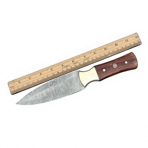 Cuchillo de bolsillo de acero de Damasco con alto contenido de carbono de grado industrial Premium BA Enterprises, con mango de madera exótica personalizado y punta de corte para campo. - Product Image 6