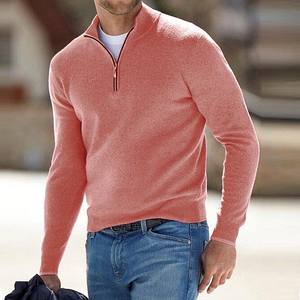 <b>Men's</b> 1/4 Zip <b>Sweater</b> Long Sleeve Solid Color Crew Neck Anti-Pilling Cotton Knit Cardigan Winter Casual Wear - Product Image 4