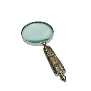 Lupa de Mano de 4'' Estilo Antiguo con Acabado en Níquel |   Lupa de Lectura e Inspección con Mango de Metal Vintage - Product Image 1