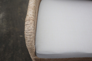 Conjunto de Sofá de Ratán Sintético para Exteriores con Cojines Gris Claro y Mesa de Centro Redonda para Patio, Jardín y Terraza - Product Image 6