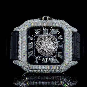 Splendide Montre de Luxe en Moissanite et Saphir, Mouvement Analogique ETA, Boîtier Rouge, Bracelet en Silicone, 42mm, Unisexe, Étanche 10m - Product Image 4