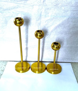 I K HANDICRAFT Re-Lanzamiento: Juego de Portavelas de Acero Inoxidable Dorado, Plegable, Alto y Liso, con Boca Cónica, Hecho a Mano - Product Image 2