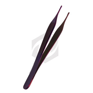 Pinzas Adson de 4 3/4 pulgadas con 7x7 dientes, acero inoxidable, mango con revestimiento morado, durabilidad, instrumentos quirúrgicos, certificación CE - Product Image 2
