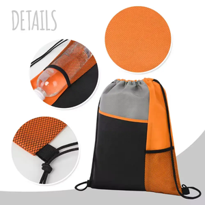 Custom Logo Drawstring Sports Bag Lightweight Polyester Gym Sack Mesh Side Pocket Promotional Fitness <b>Backpack</b> - Product Image 5