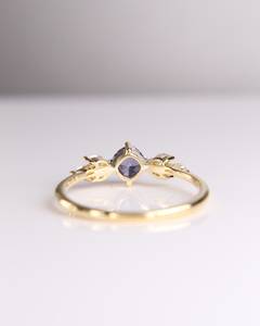 Anillo de Granate Azul Bekily con Diamante Marquise en Oro Amarillo, Engaste de Flor, Anillo de Compromiso Romántico para Mujer con Gema - Product Image 2