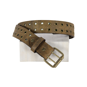 Ceinture en cuir de vachette véritable vieilli style vintage avec clous pour hommes et femmes, ceinture décontractée rétro à double œillet, mode punk personnalisée - Product Image 3
