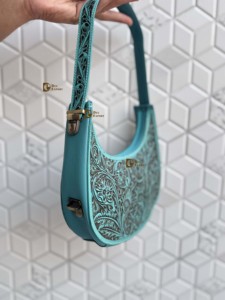 Hand Tooled Carving Leather New 2026 Handbag Sling <b>Bag</b> Gypsy <b>Boho</b> Turquoise Colour Shoulder Handmade Western Stylish <b>Bags</b> - Product Image 2
