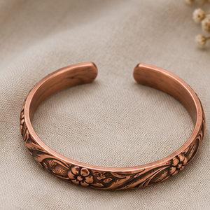 Handcrafted Botanical Flower Solid Copper Wrist <b>Bangle</b> Bracelet Fashionable Metal Jewelry Exquisite Craftsmanship - Product Image 4