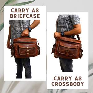 Sac messager vintage en cuir pour hommes — Sac à bandoulière de voyage léger et durable pour photographes - Product Image 4