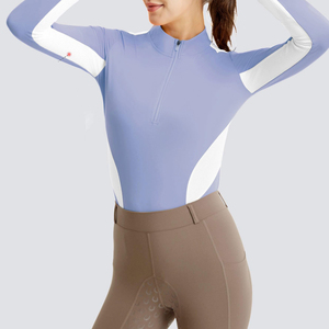 Top Trending Women’s Riding Shirt Zipper Design Quick Dry Anti Wrinkle Flexible Slim Fit Equestrian Horse Riding <b>Base</b> <b>Layer</b> - Product Image 1