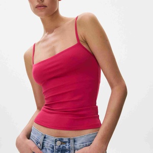 Women Solid Camisole Tank Top Slim Fit <b>Spaghetti</b> <b>Strap</b> Sexy Breathable 100%Cotton Casual Basic Summer Streetwear Custom Tank Top - Product Image 3