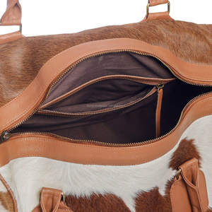 Bolsa de Viaje de Cuero con Pelo, Diseño Personalizado, de Piel de Vacuno, con Cremallera, Ligera, Gran Capacidad, OEM, Venta al por Mayor - Product Image 5