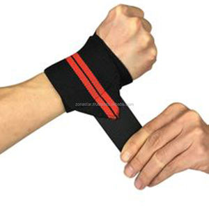 Conception privée Logo Powerlifting Poignet Soutien Wraps Noir Fitness Gym Coton Polyester Sangles Élastiques avec Matériau En Nylon - Product Image 3