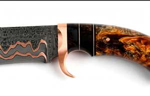 Handcrafted Copper-Layer Patterned Steel <b>Craft</b> <b>Tool</b> Burl Wood Handle Executive Display Piece - Product Image 4