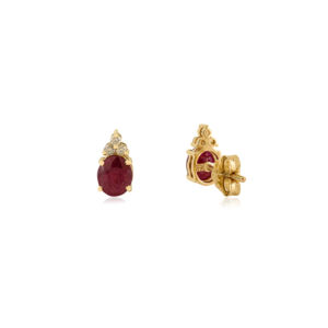 Pendientes Pequeños Minimalistas de Oro Amarillo K14 con Engaste de Garras de Rubí y Diamante, Diseño Clásico Sencillo, Proveedor de Joyería con Piedras Preciosas - Product Image 5