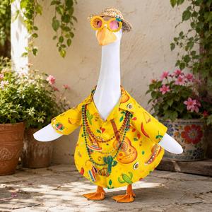 <b>Mexican</b> Fiesta <b>Costume</b> Yellow Shirt Straw Hat Sunglasses Bead Necklace Porch Goose Statue Yard Decoration - Product Image 1