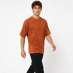 เสื้อยืดคอตตอนผู้ชายแบบสั่งทำพิเศษ 350gsm  ขั้นต่ำในการสั่งซื้อน้อย สำหรับแบรนด์สตรีทแวร์ในสหรัฐอเมริกา พร้อมโลโก้สั่งทำพิเศษและทรงเสื้อแบบบ็อกซี่ - Product Image 6