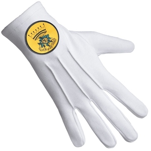 Gants de cérémonie en coton blanc Rose des Sept Sceaux avec patch rond jaune - Product Image 3