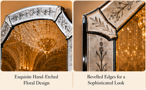 Venetian Rectangle Square Arch Wall <b>Mirror</b> Etched Floral Beveled <b>Frame</b> Antique <b>Silver</b> Full Length Decorative Luxury Handmade - Product Image 2