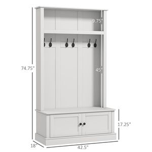 Appendiabiti Minimalista Bianco con Panca per Ingresso, Mobile Portaoggetti in MDF per Soggiorno, Casa o Hotel - Product Image 3