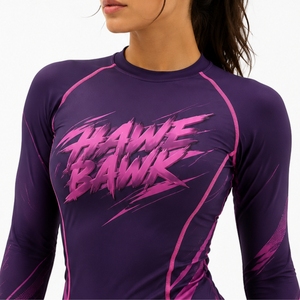 <b>Women</b> Long Sleeve Rash Guard Quick Dry Soft Stretch Active Puff Print HAWE BAWK Quick Dry Stretch Active <b>Top</b> For Wear - Product Image 4