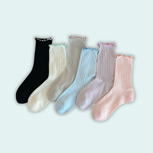 Cute Ruffle <b>Socks</b> Frilly Elegant Style <b>Socks</b> Ladies Soft Ribbed For Sweet Girls Crew Lace Edge <b>Socks</b> Custom Logo <b>Women</b> - Product Image 1