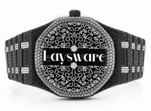 Reloj de Lujo Vintage Personalizado con Moissanita VVS Unisex, con Cristales, Apto para Pruebas, Bisel Personalizado, Esfera de Cristal Analógica - Product Image 1