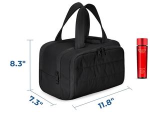 Sac de toilette tendance grande capacité en velours côtelé avec fermeture éclair et poignées pour femmes et filles, motif lettres Polye - Product Image 6