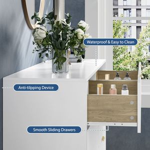 Comò moderno a 6 cassetti per camera da letto o soggiorno armadio in legno con maniglie in metallo organizzatore armadio - Product Image 2