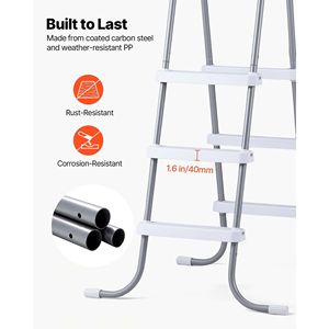 Scala a 3 gradini in acciaio a forma di A per piscina fuori terra con parete alta 42 pollici, capacità di carico 300 libbre, gradini per ingresso/uscita - Product Image 4