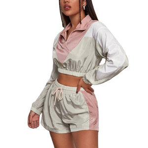 Conjunto de Chaqueta Corta y Pantalones Cortos para Mujer, Estilo Casual de Otoño, Color Sólido, Transpirable, de Poliéster/Nailon, Impermeable, de Secado Rápido - Product Image 2