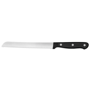 Couteau utilitaire dentelé de 6 pouces en acier inoxydable, lame tranchante, manche noir à triple rivet, multi-usages pour pain, sandwichs et découpe en cuisine - Product Image 1