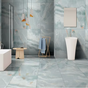 กระเบื้องปูพื้นและผนังพอร์ซเลนหรูหรา รุ่น Canaria Aqua High Gloss ขนาด 60x60 ซม. ผิวขัดเงา สำหรับตกแต่งภายในโรงแรมและวิลล่าสไตล์โมเดิร์น - Product Image 1